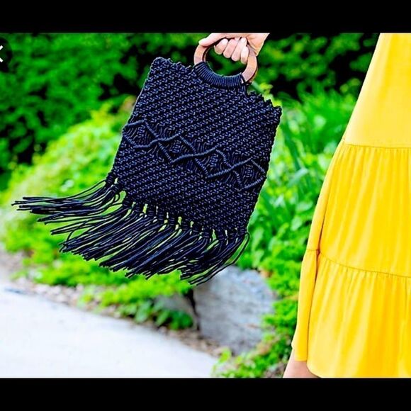 Black Macramae bag - Picture 1 of 5